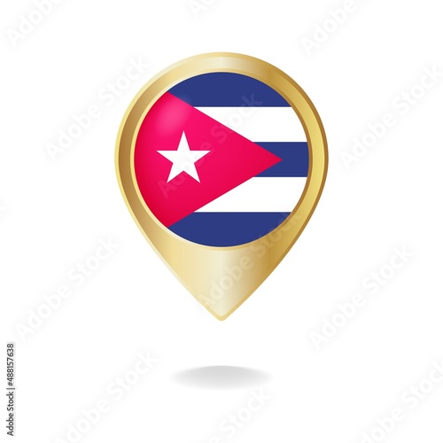 Free Download Cuban flag on golden pointer map, Vector illustration eps.10 - GFXLoad