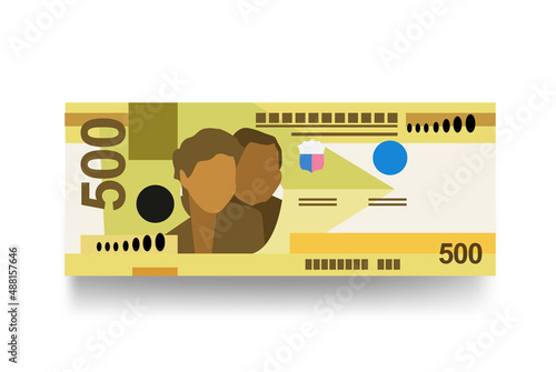 Philippine Peso Vector Illustration. Philippines money set bundle banknotes. Paper money 500 PHP. Flat style. Isolated on white background. Simple minimal design.