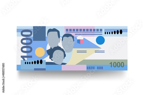 Philippine Peso Vector Illustration. Philippines money set bundle banknotes. Paper money 1000 PHP. Flat style. Isolated on white background. Simple minimal design. photo