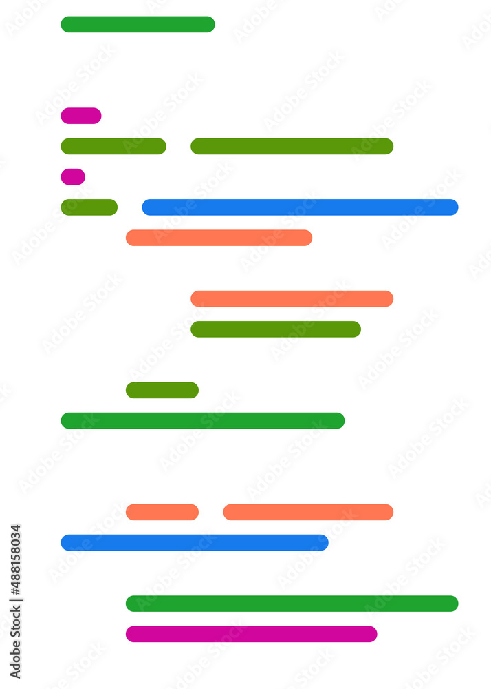 Code on screen vector illustration, flat cartoon coding lines simulation Code on screen vector illustration, flat cartoon coding lines simulation
