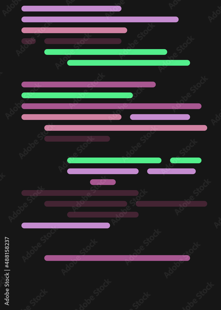 Code on screen vector illustration, flat cartoon coding lines simulation