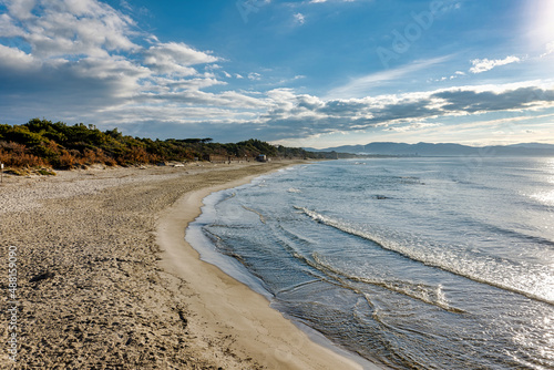 Beach in Carbonifera locality between Follonica and Piombino in Tuscany Italy