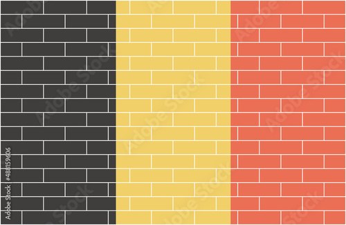 Belgium national flag bricks effect country emblem
