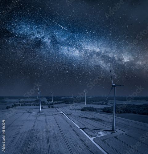 Milky way and wind turbines...