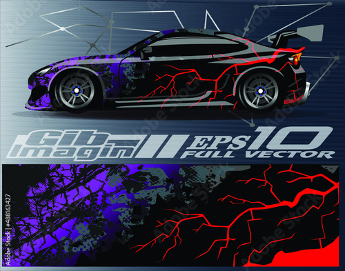 Graphic abstract stripe racing background designs for vehicle  rally  race  adventure and car racing livery. - Vector