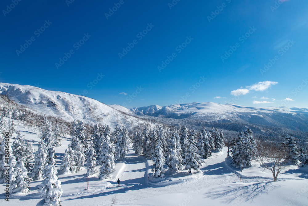 北海道　冬の大雪山旭岳の風景