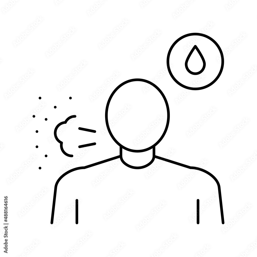dry cough with blood line icon vector illustration dry cough with blood line icon vector illustration