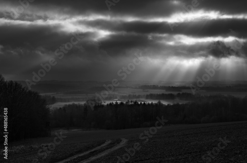 Dramatic flashes of sun over the valley © zmarcin