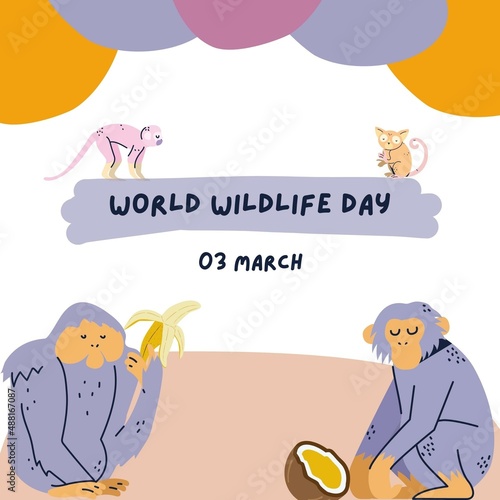 Pastel Illustration World Wildlife Day Instagram Post