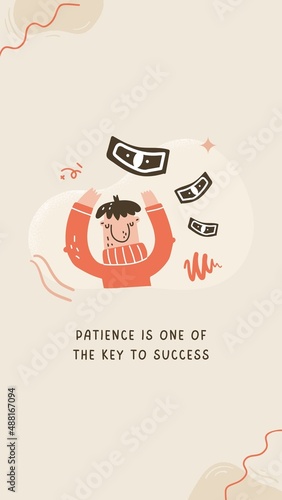 Patience is one of the key to success text with illustration