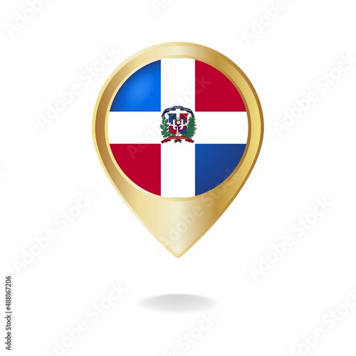 Dominican Republic flag on golden pointer map, Vector illustration eps.10 Free Download Dominican Republic flag on golden pointer map, Vector illustration eps.10 - GFXLoad