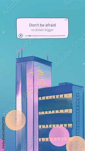 Anime Music Player Motivational Quote Phone Walpaper Illustration