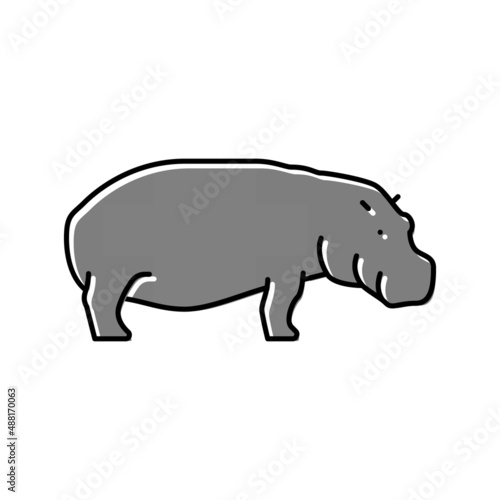 hippopotamus wild animal color icon vector illustration