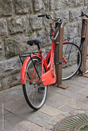 Italy, Veneto: Old red Bicycle.