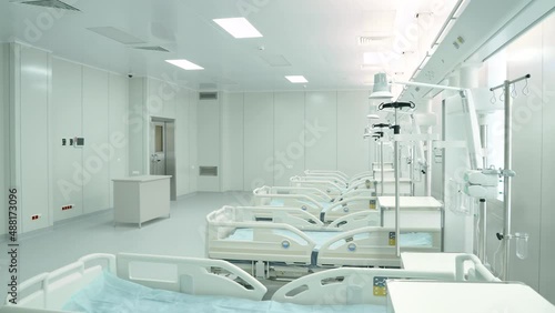 Medical center, hospital. Panorama of the medical ward 