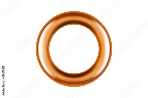 Isolated realistic metal brass grommet ring for paper, card, tag, sticker or hanger. Banner steel or chrome circle eyelet on white background. Vector illustration