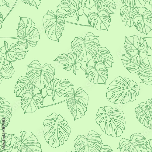 Tropical leaf Seamless pattern all over print
