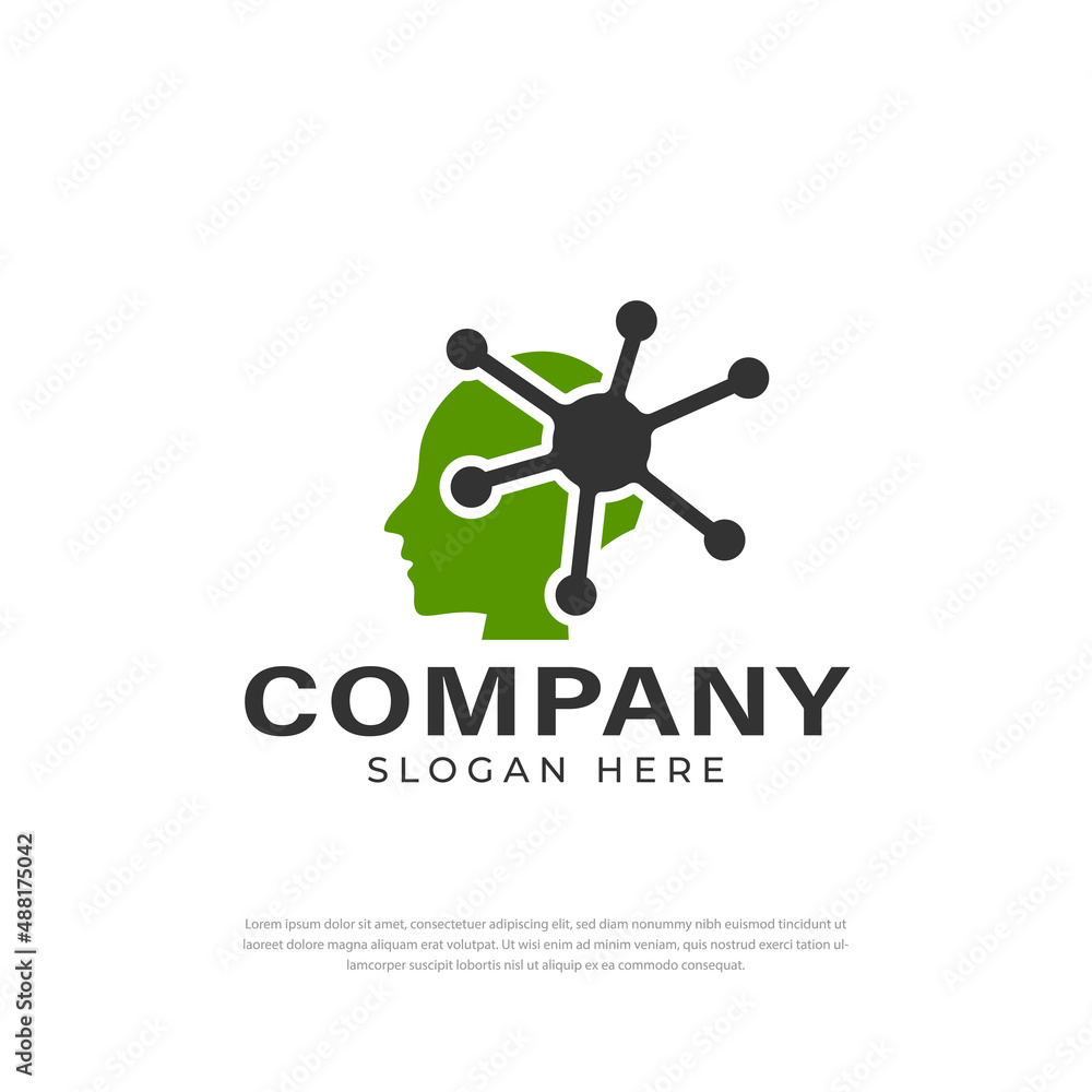 Human head logo technology network icon Human head logo technology network icon