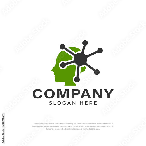 Human head logo technology network icon