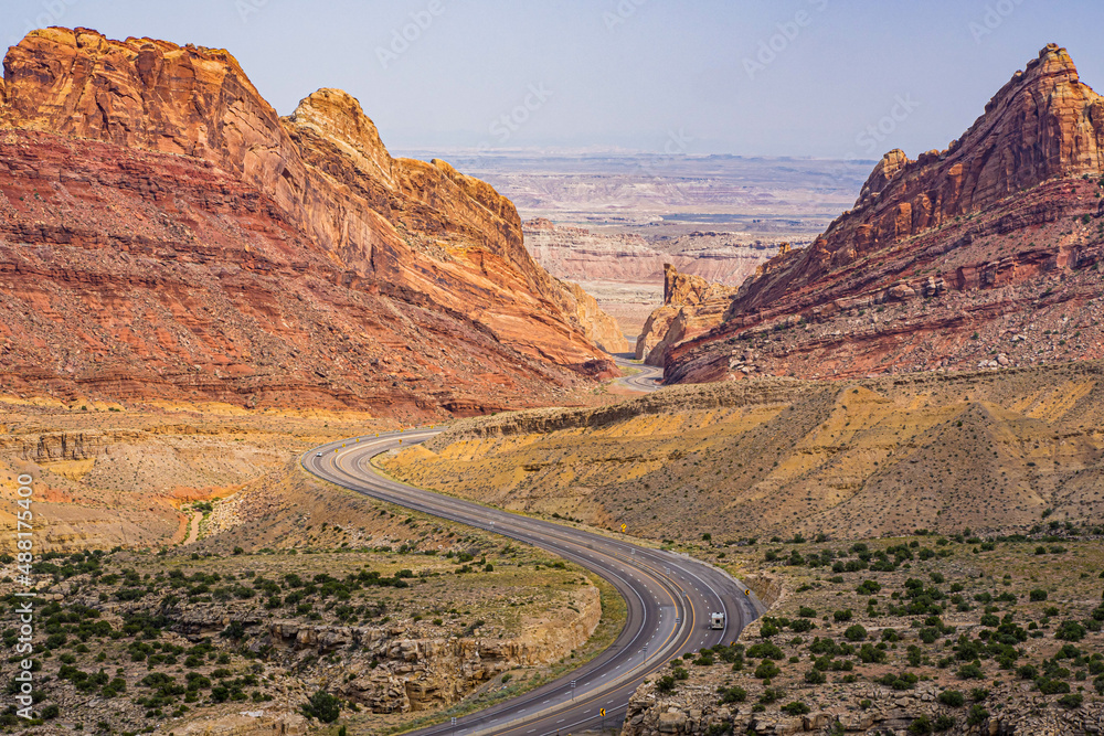 Road winding through San Rafael Reef in Utah 