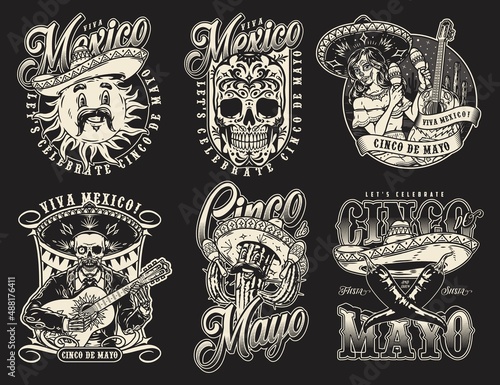 Emblems set with Cinco de Mayo performers