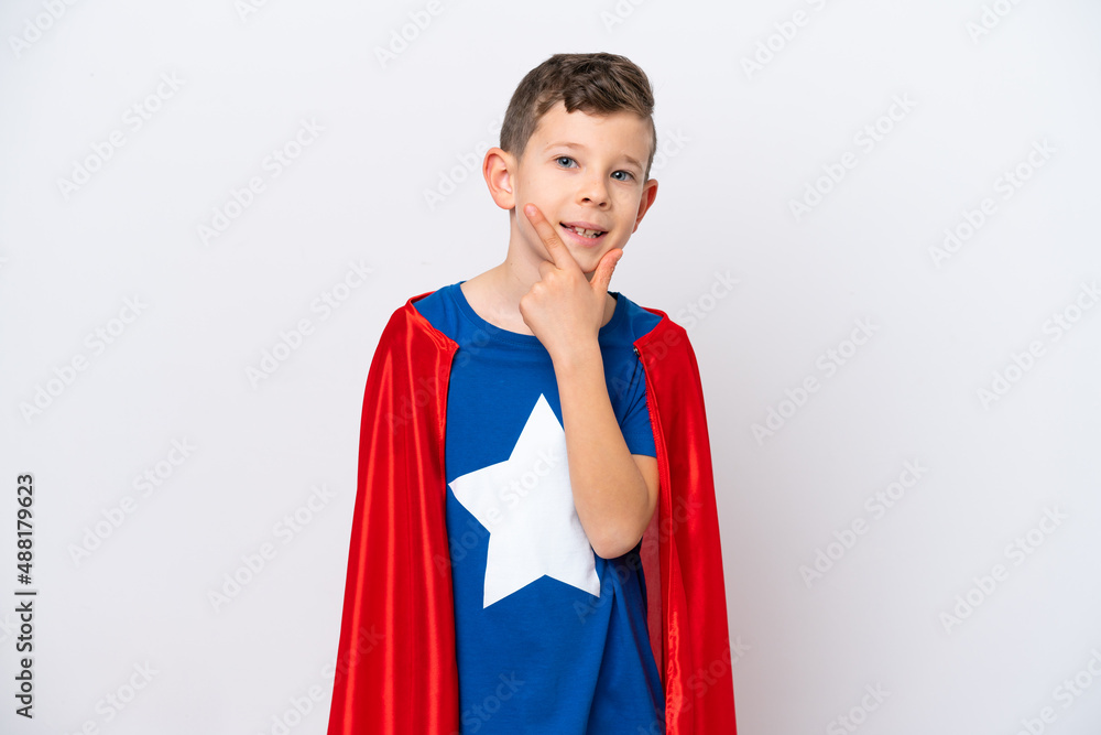 Super Hero little boy isolated on white background happy and smiling Super Hero little boy isolated on white background happy and smiling
