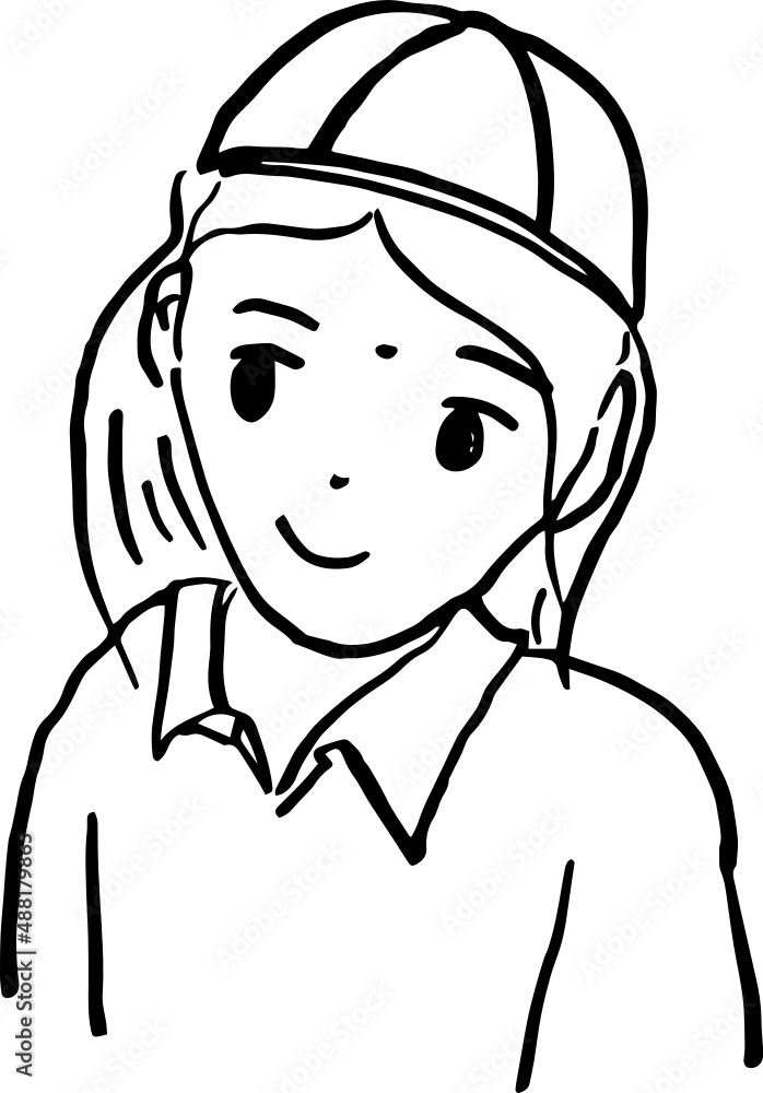 cartoon character outline face, line design