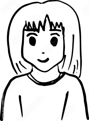 cartoon character outline face, line design