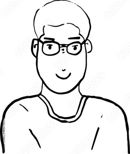 cartoon character outline face, line design