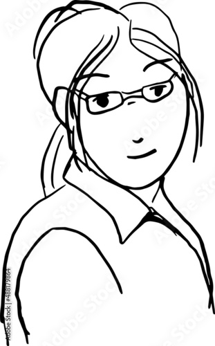 cartoon character outline face, line design