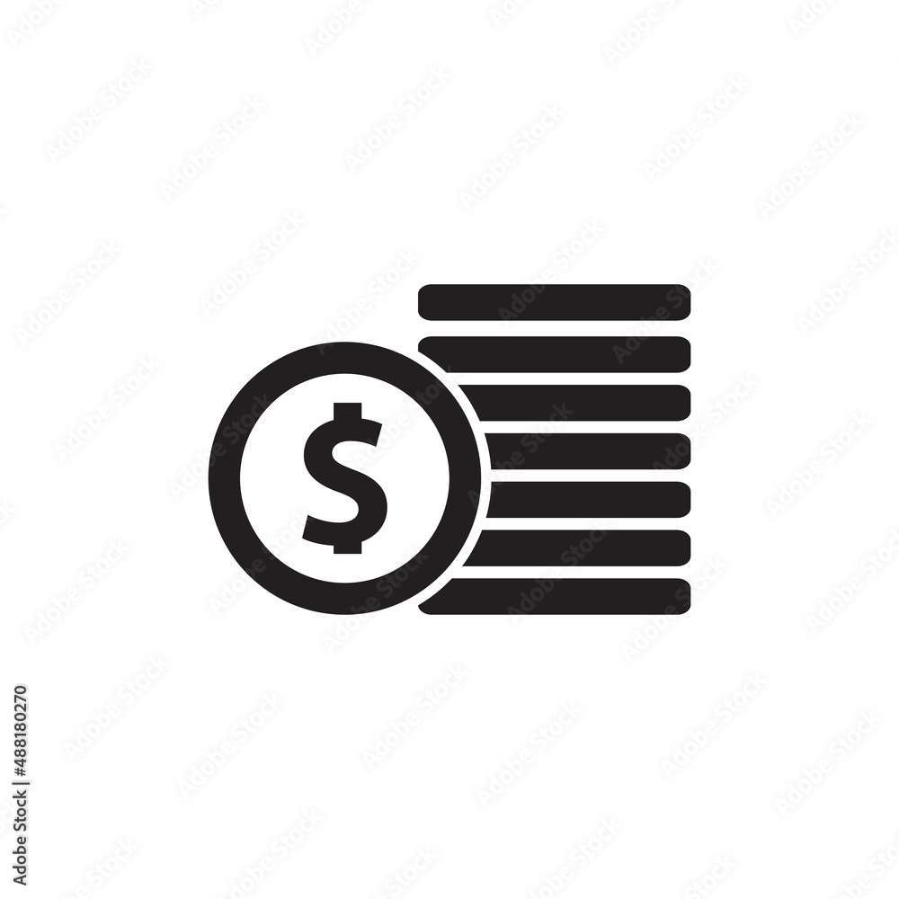 black flat dollar coin pile illustration vector black flat dollar coin pile illustration vector