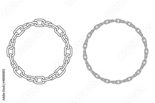Chain circle sticker, vector illustration, line
