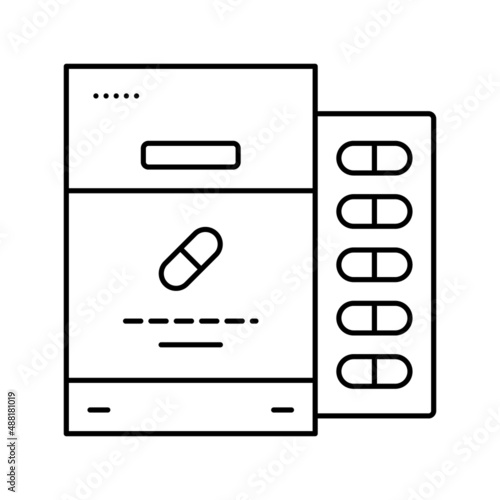 capsules package probiotics line icon vector illustration