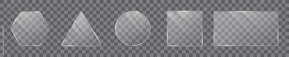 Glass shapes set. See through mock up. Vector illustration Glass shapes set. See through mock up. Vector illustration