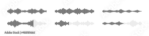 Sound radio wave icon set. Vector illustration.