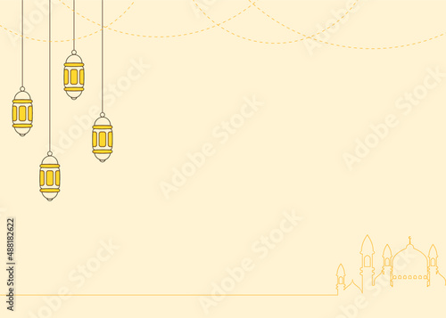 background design with ramadan theme, with illustrations  lanterns