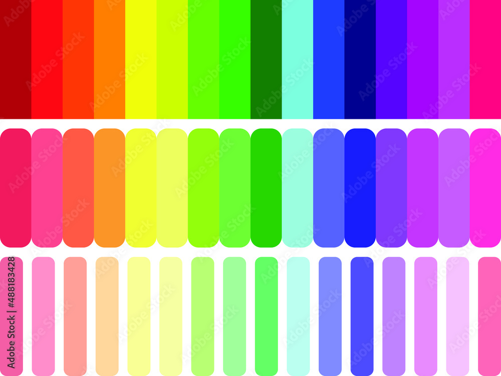Obraz premium Vector illustration with sets of bars with rainbow colors in various shades