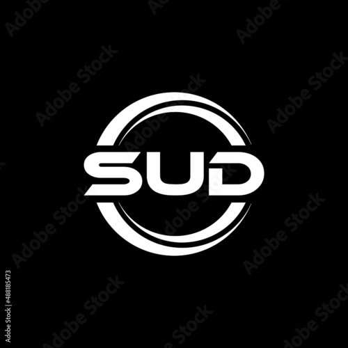 SUD letter logo design with black background in illustrator, vector logo modern alphabet font overlap style. calligraphy designs for logo, Poster, Invitation, etc.