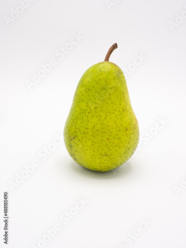 Ripe pear on white background, healthy fruit