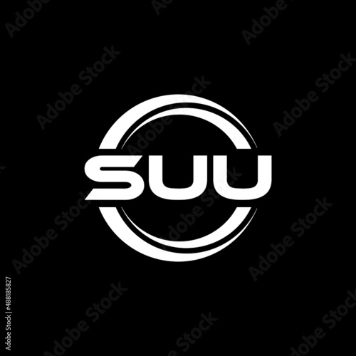 SUU letter logo design with black background in illustrator, vector logo modern alphabet font overlap style. calligraphy designs for logo, Poster, Invitation, etc.