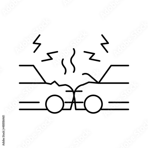 cars accident line icon vector illustration