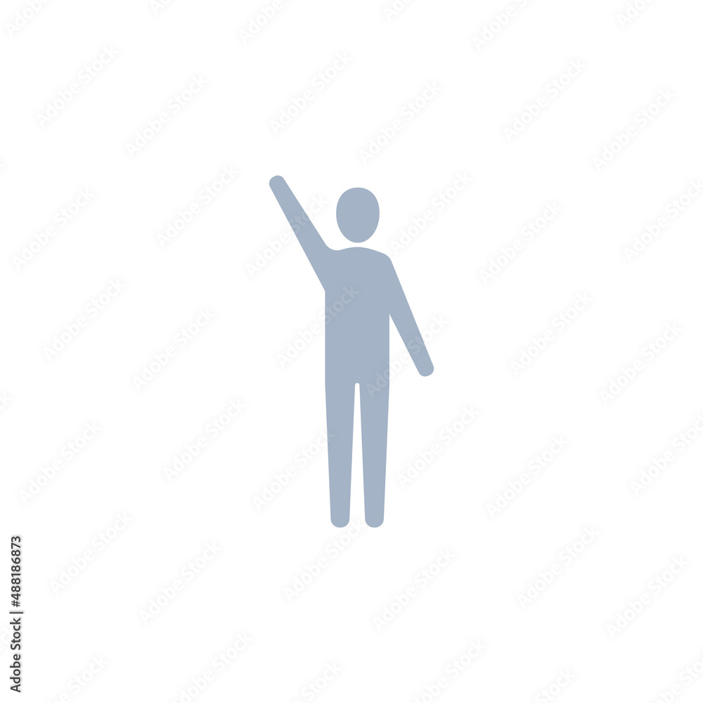 People raise hand icon, Vector silhouette illustration. People raise hand icon, Vector silhouette illustration.