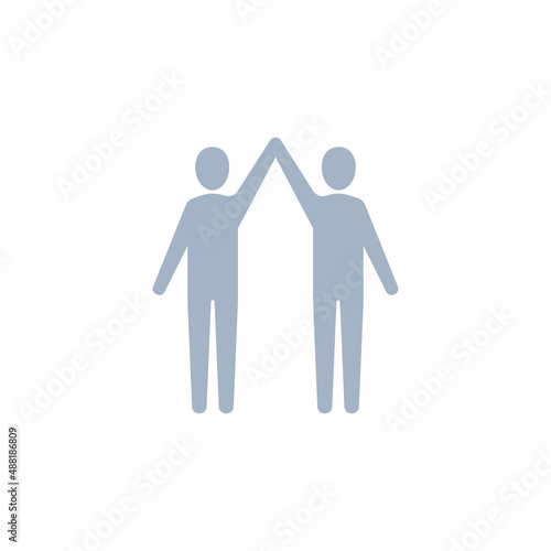 People raise hand icon, Vector silhouette illustration. 