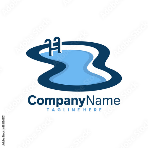swimming pool logo, water pool logo