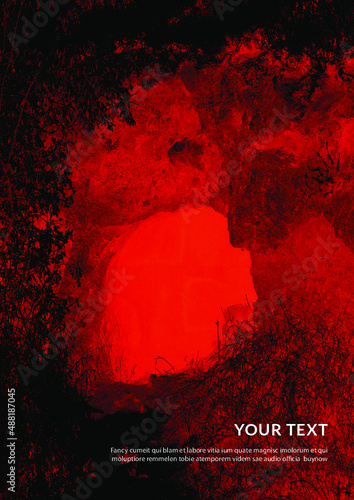 MYSTIC infernal background with empty space for your design. Red pattern