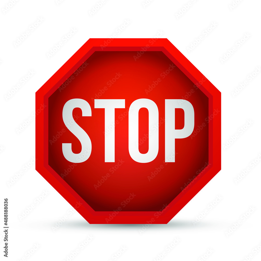 Red stop sign in 3d style. Vector illustration. Red stop sign in 3d style. Vector illustration.