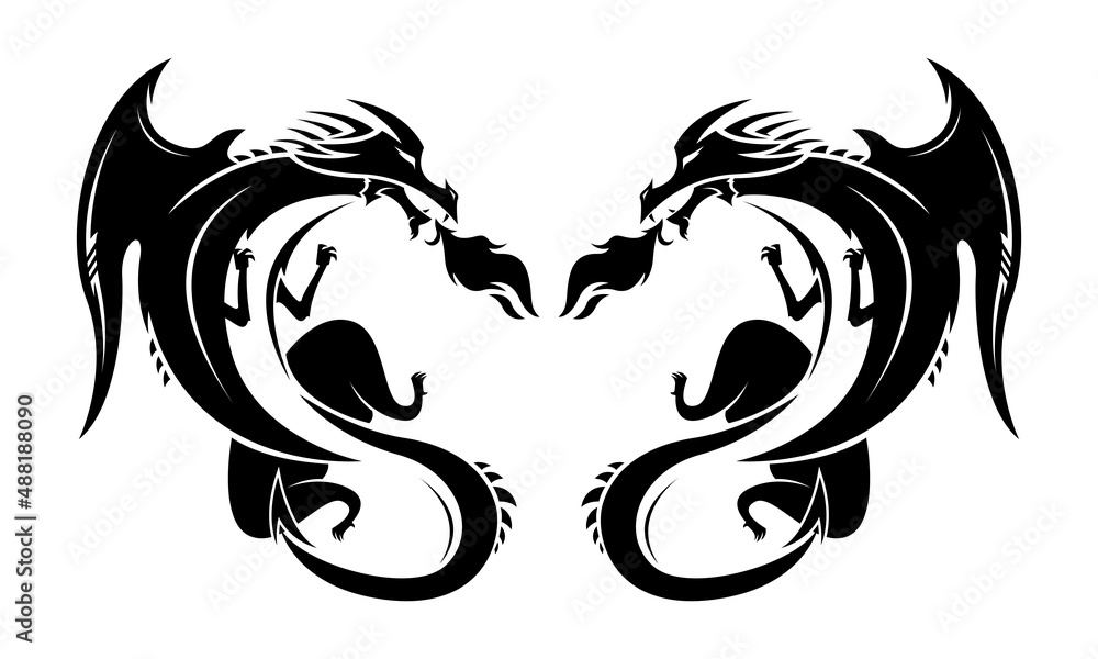 Twin Dragon tattoo vector Twin Dragon tattoo vector