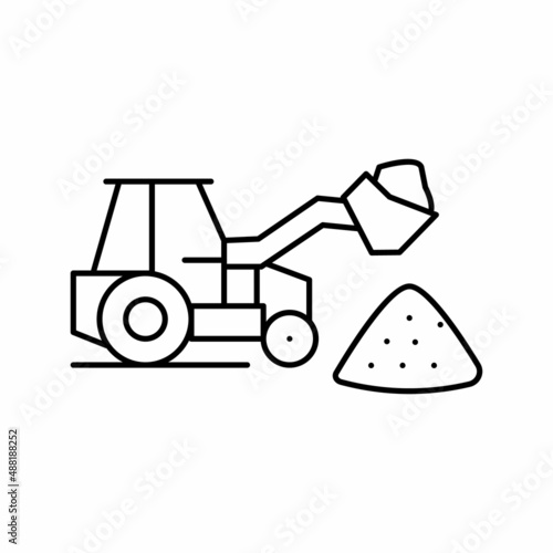tractor stone gravel loading machine line icon vector illustration