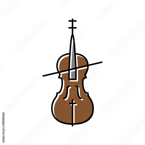 cello orchestra music instrument color icon vector illustration