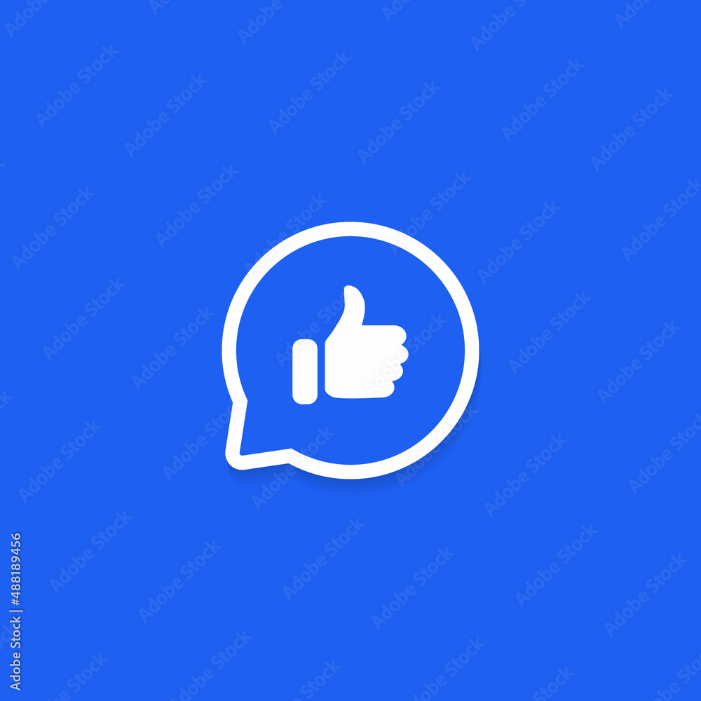 Thumb Up, Like Icon Vector  in Speech Bubble Line